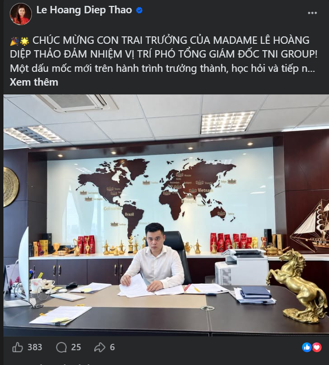 Con trai cả của bà Lê Hoàng Diệp Thảo và ông Đặng Lê Nguyên Vũ trở thành phó Tổng giám đốc- Ảnh 1.