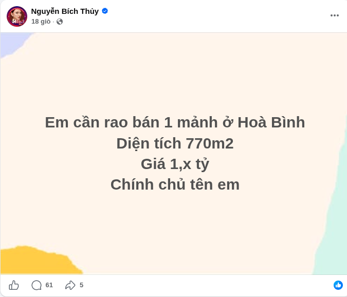 Nữ diễn viên SN 1999 từng đóng cặp với Việt Anh bất ngờ rao bán đất 770 m2 - Ảnh 1.