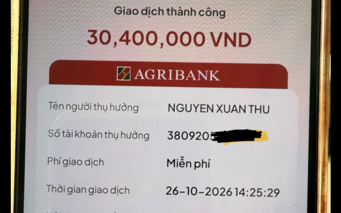 Nguyễn Xuân Thu SN 1959 chuyển khoản 30.400.000 đồng tới tài khoản của Nguyễn Thị Hoa SN 1987: Công an rà soát giao dịch