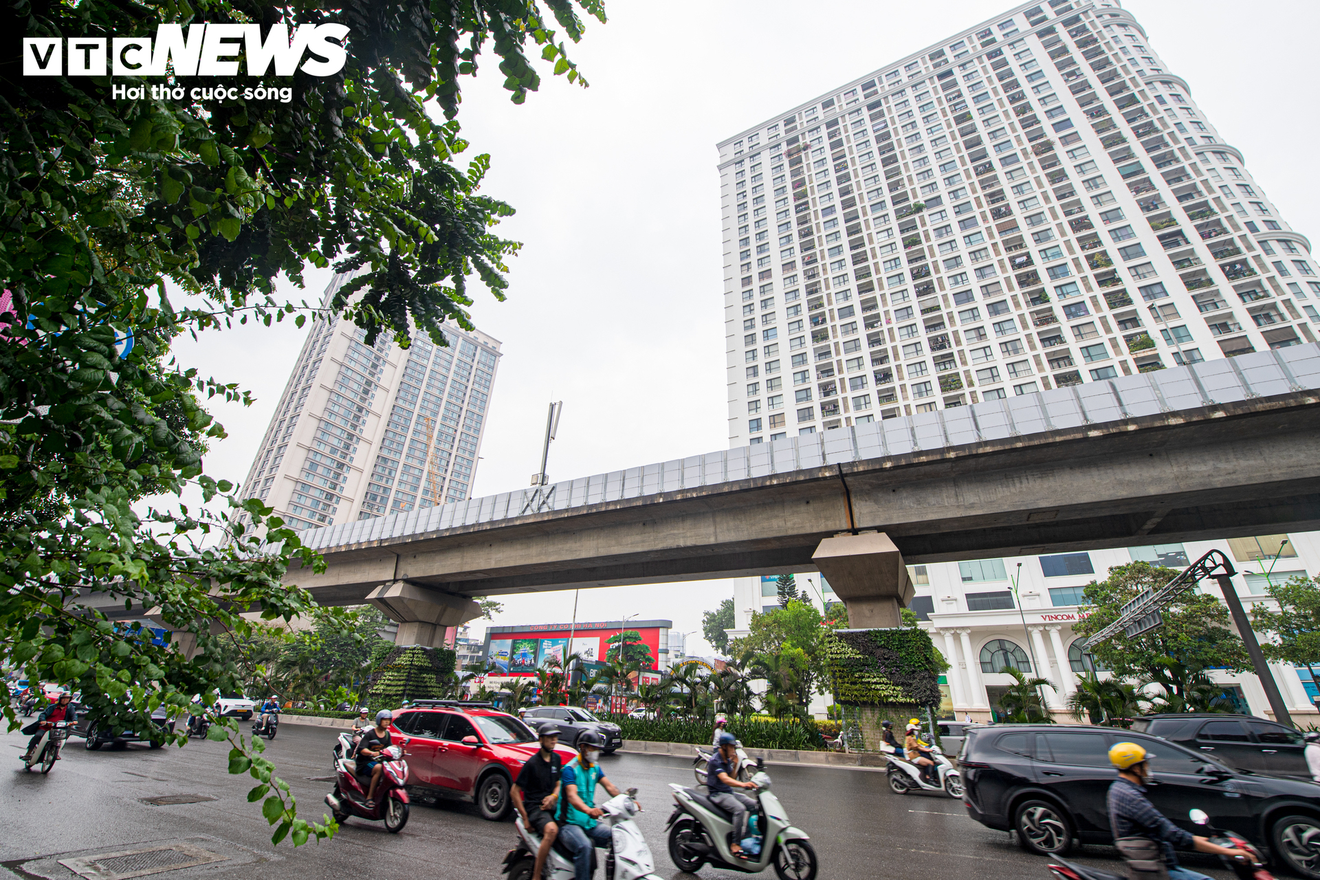Lạ mắt những vòm cây xanh phủ kín trụ metro, hầm chui ở Hà Nội - Ảnh 3.