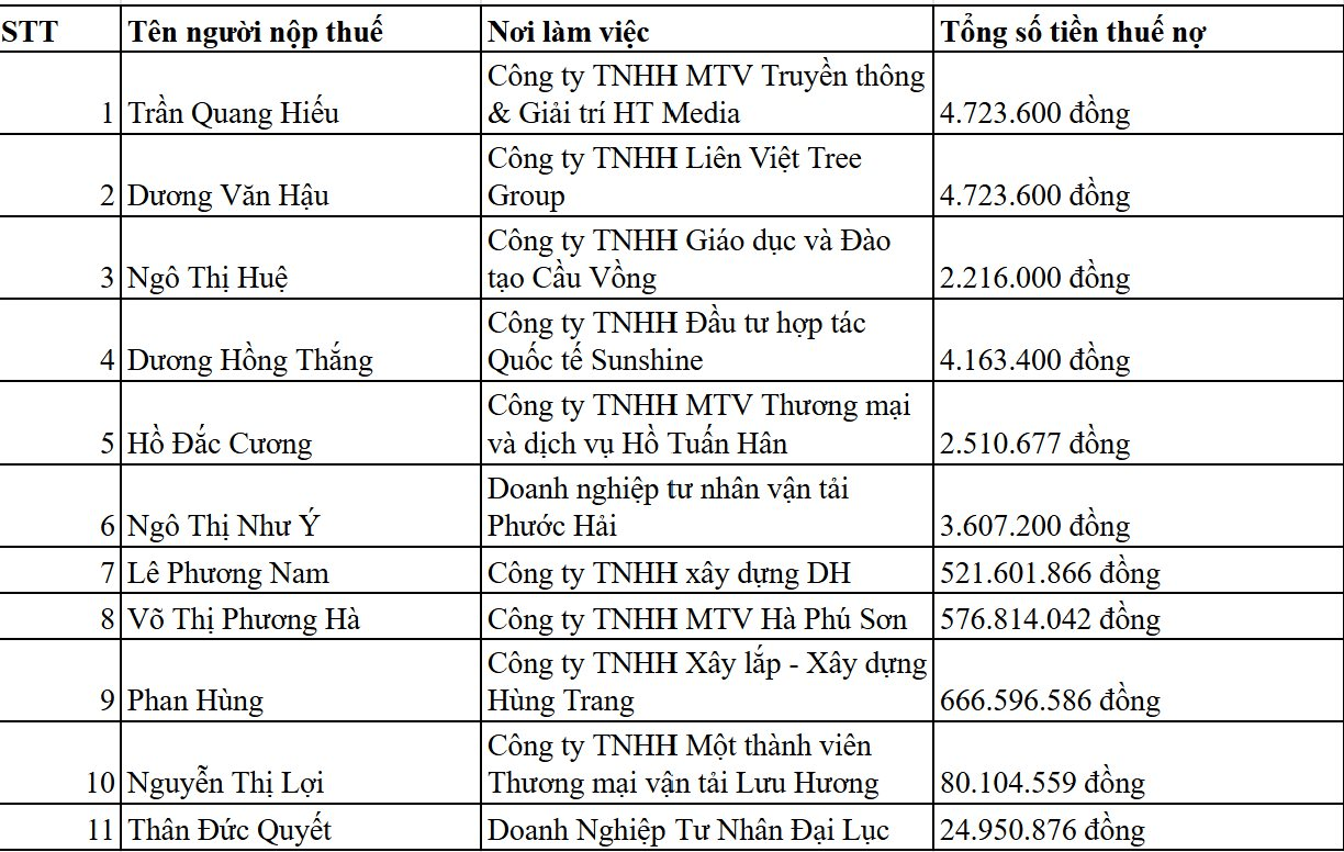 Cơ quan Thuế thông báo: Tạm hoãn xuất cảnh 11 người có tên trong danh sách dưới đây- Ảnh 2.