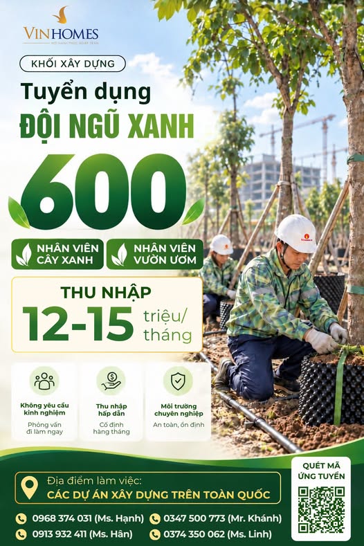 Tỷ phú Phạm Nhật Vượng tuyển dụng 600 người biết chăm cây, chăm hoa: Trả lương lên đến 15 triệu đồng/tháng, không yêu cầu kinh nghiệm - Ảnh 1.