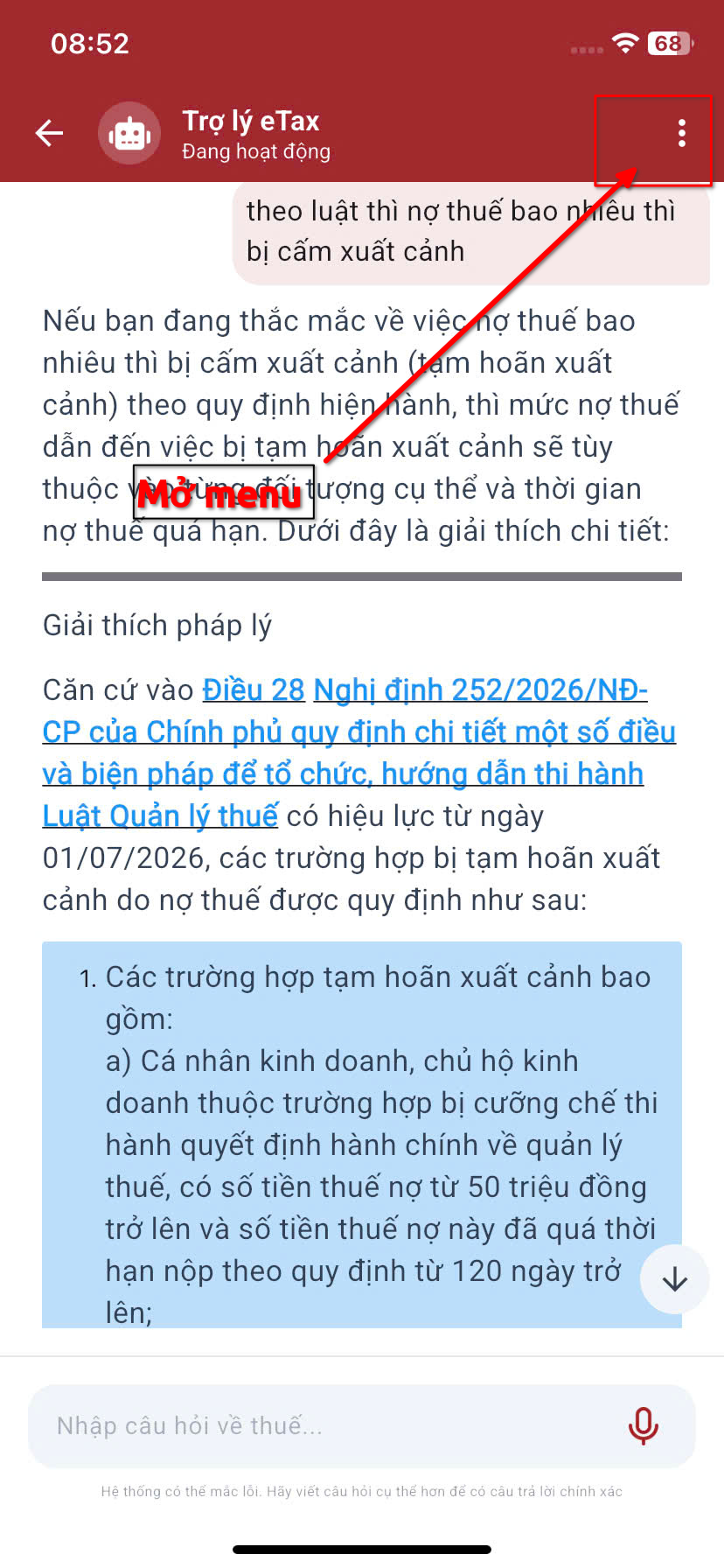 Hướng dẫn sử dụng trợ lý ảo trên ứng dụng Etax Mobile- Ảnh 9.