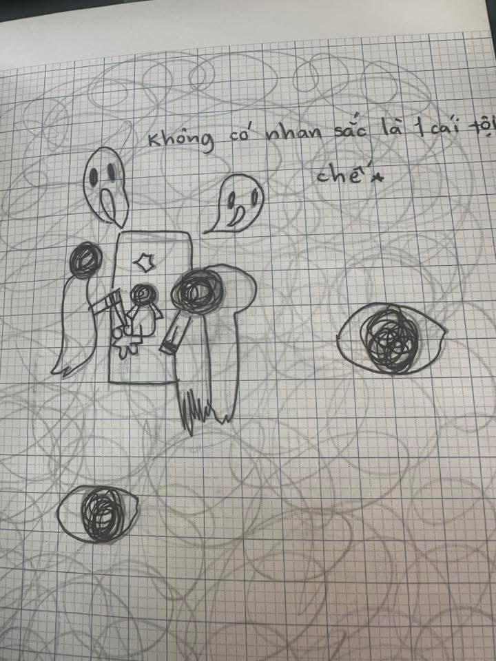 Đi họp phụ huynh vô tình thấy hình vẽ trong vở nháp của con, bà mẹ hốt hoảng: Em hoang mang quá!- Ảnh 2.