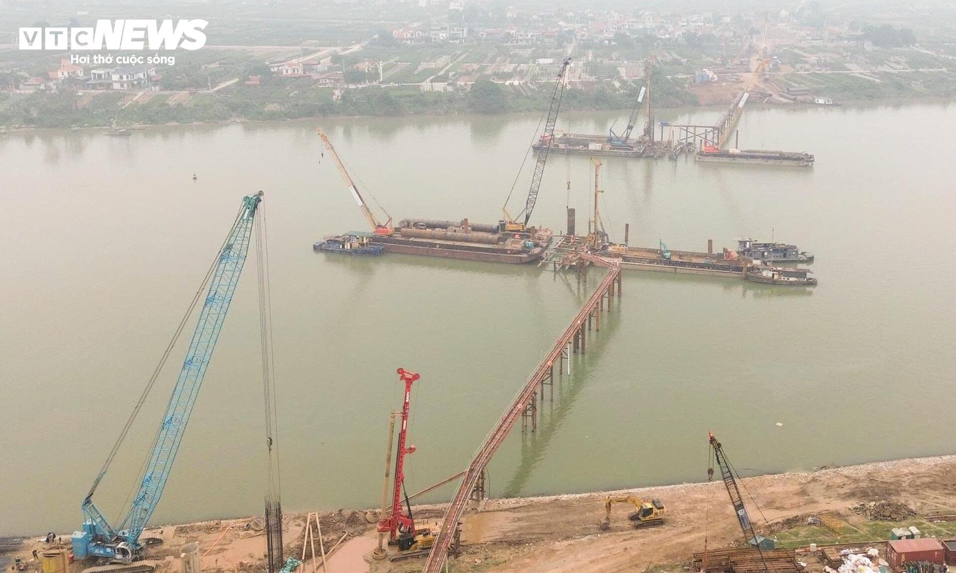 Mục sở thị đại công trường thi công 7 cầu bắc qua sông Hồng- Ảnh 6.