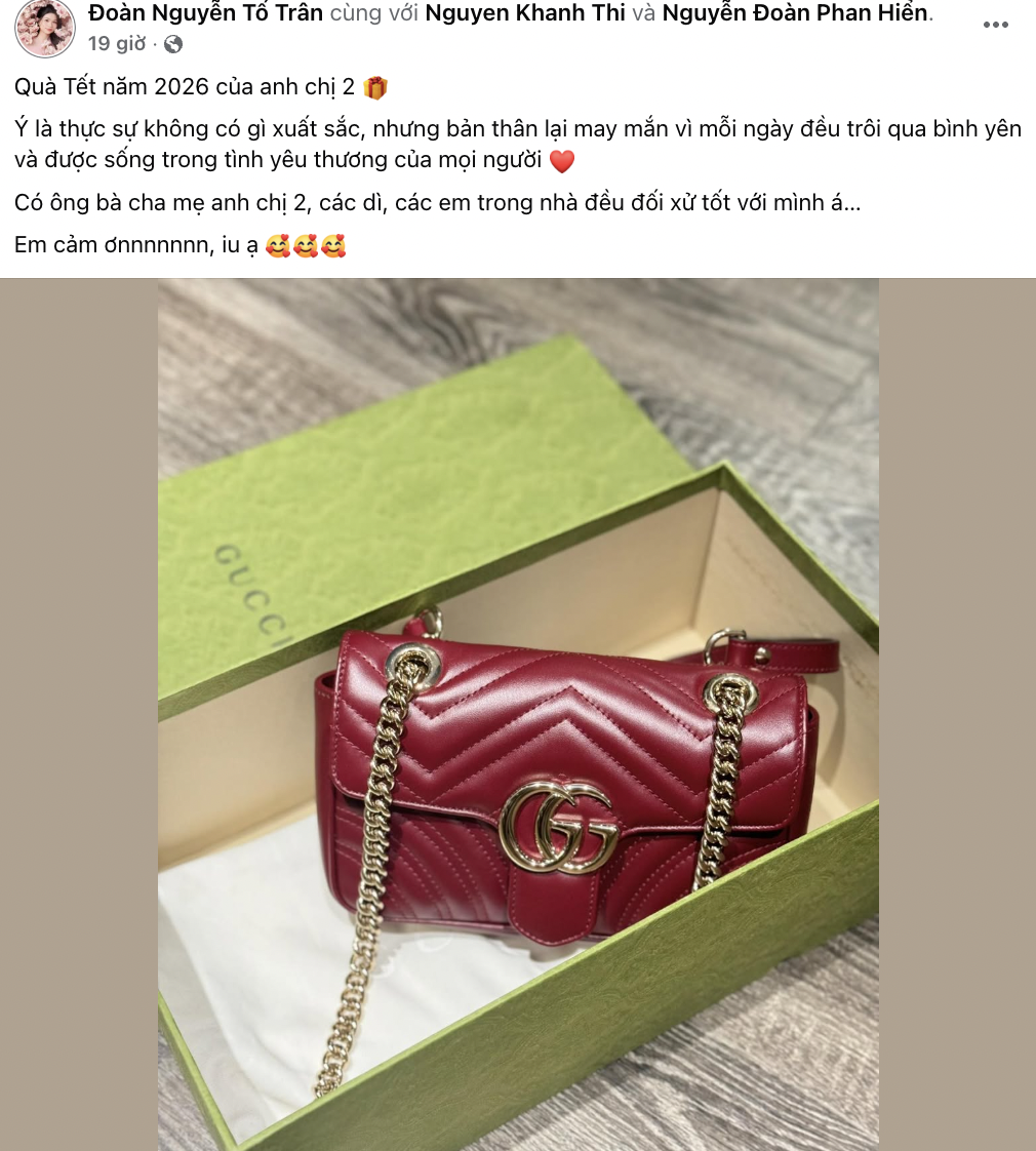 Khánh Thi tặng túi Gucci 60 triệu làm quà Tết cho em gái Phan Hiển, còn nói cực ngọt bảo sao được nhà chồng cưng - Ảnh 1.