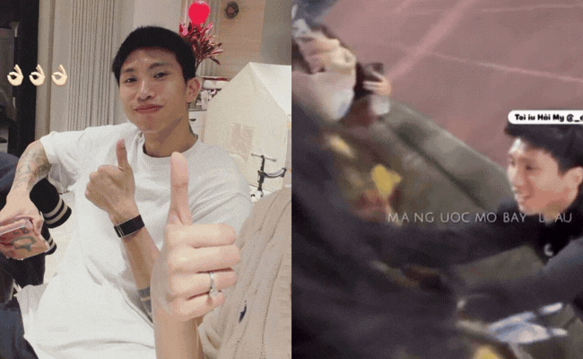 Đoàn Văn Hậu lại chấn thương, Doãn Hải My lập tức cập nhật tình hình, còn trao nụ hôn ngọt ngào giữa ngàn khán giả- Ảnh 1. Đoàn Văn Hậu lại chấn thương, Doãn Hải My lập tức cập nhật tình hình, còn trao nụ hôn ngọt ngào giữa ngàn khán giả- Ảnh 1.