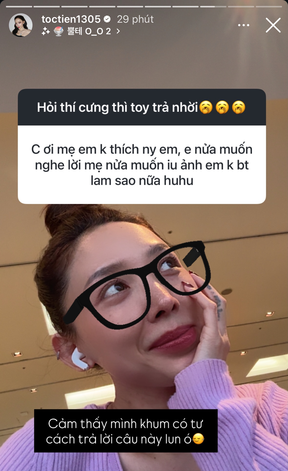 Netizen nhờ tư vấn chuyện cố chấp yêu nhưng bị mẹ cấm, Tóc Tiên: "Mình không có tư cách trả lời câu này"- Ảnh 1. Netizen nhờ tư vấn chuyện cố chấp yêu nhưng bị mẹ cấm, Tóc Tiên: "Mình không có tư cách trả lời câu này"- Ảnh 1.