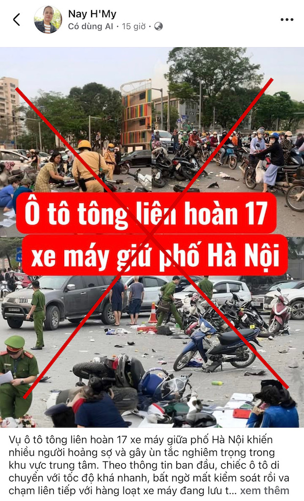 Công an lên tiếng trước thông tin ô tô tông liên hoàn 17 xe máy giữa phố Hà Nội- Ảnh 1.