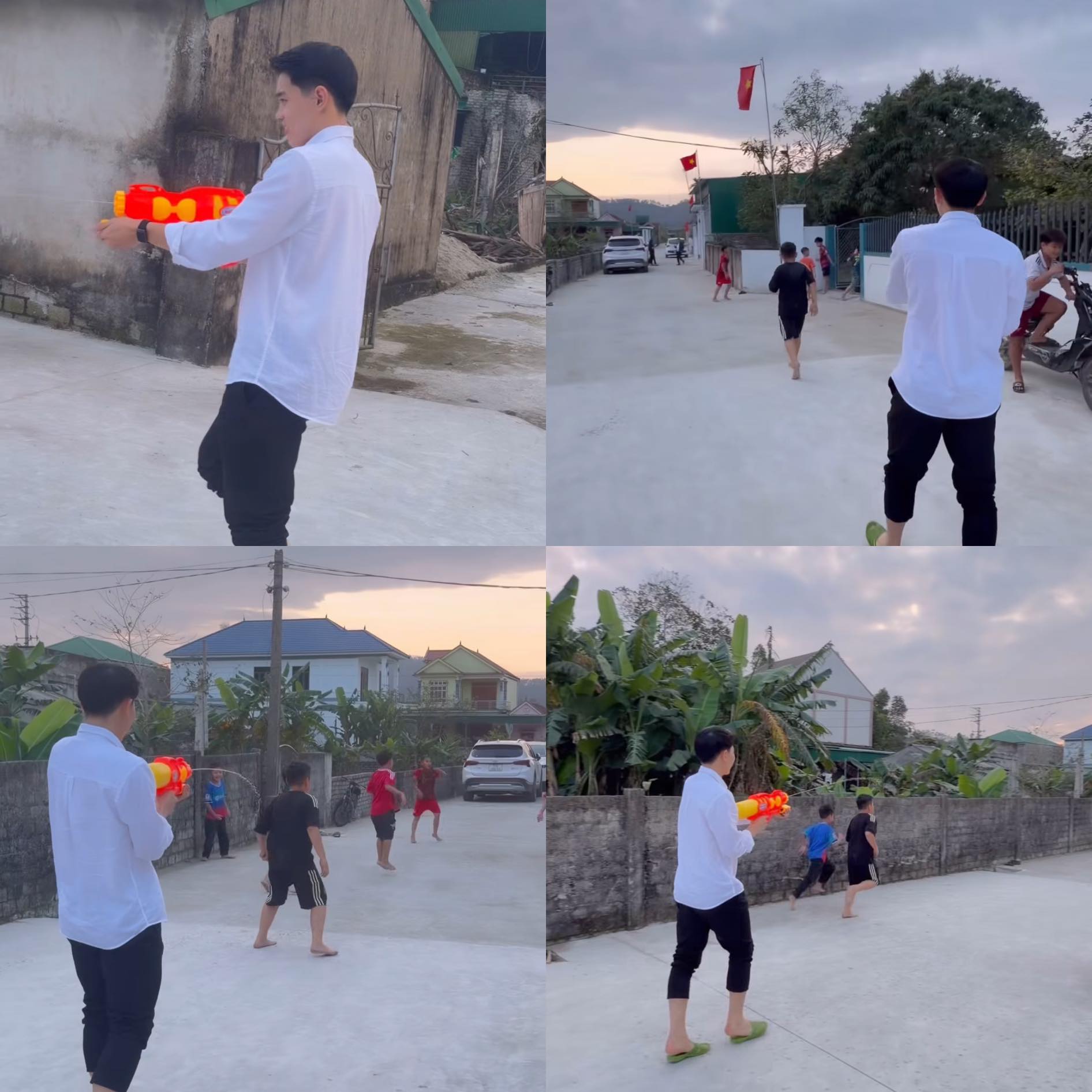 Không nhận ra Đình Bắc khi về quê, diện sơ mi trắng như soái ca nhưng làm một điều lạ lắm  - Ảnh 1.