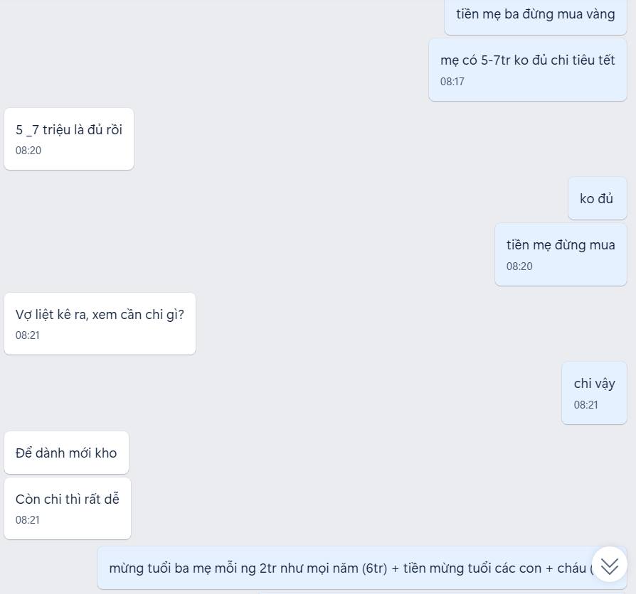 Nhà này mỗi tháng dư 1 chỉ vàng, đoạn tin nhắn khiến nhiều người “nhăn mặt”- Ảnh 1.