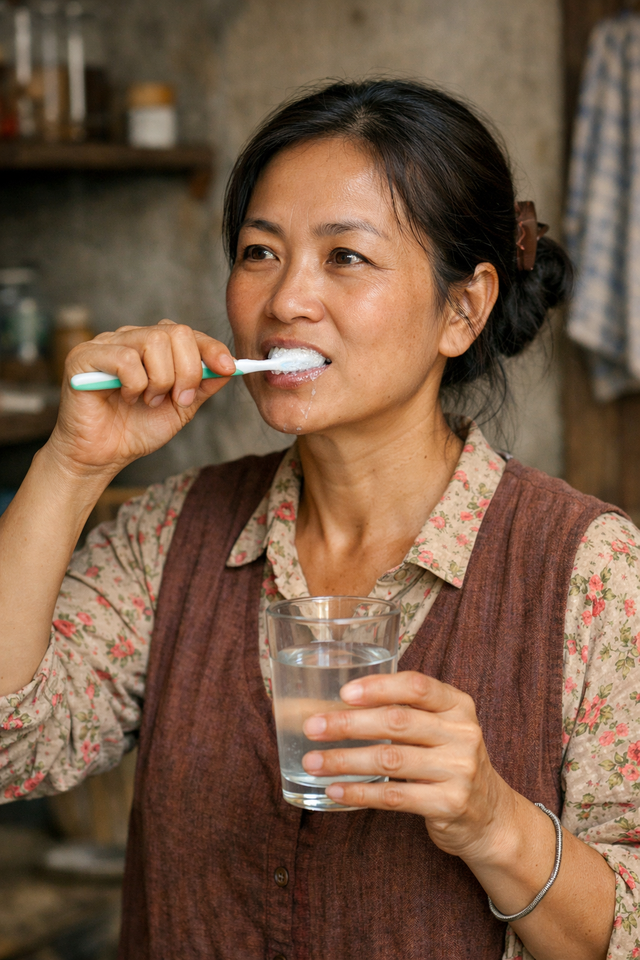 Người phụ nữ 50 tuổi kiên trì đánh răng bằng nước muối: Sau 1 năm, kết quả khám răng khiến cả nhà giật mình- Ảnh 1.