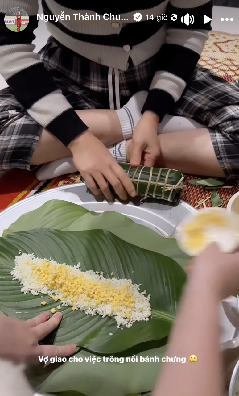 Thành Chung cặm cụi gói bánh chưng trong biệt thự trước ngày ông Công ông Táo- Ảnh 2.