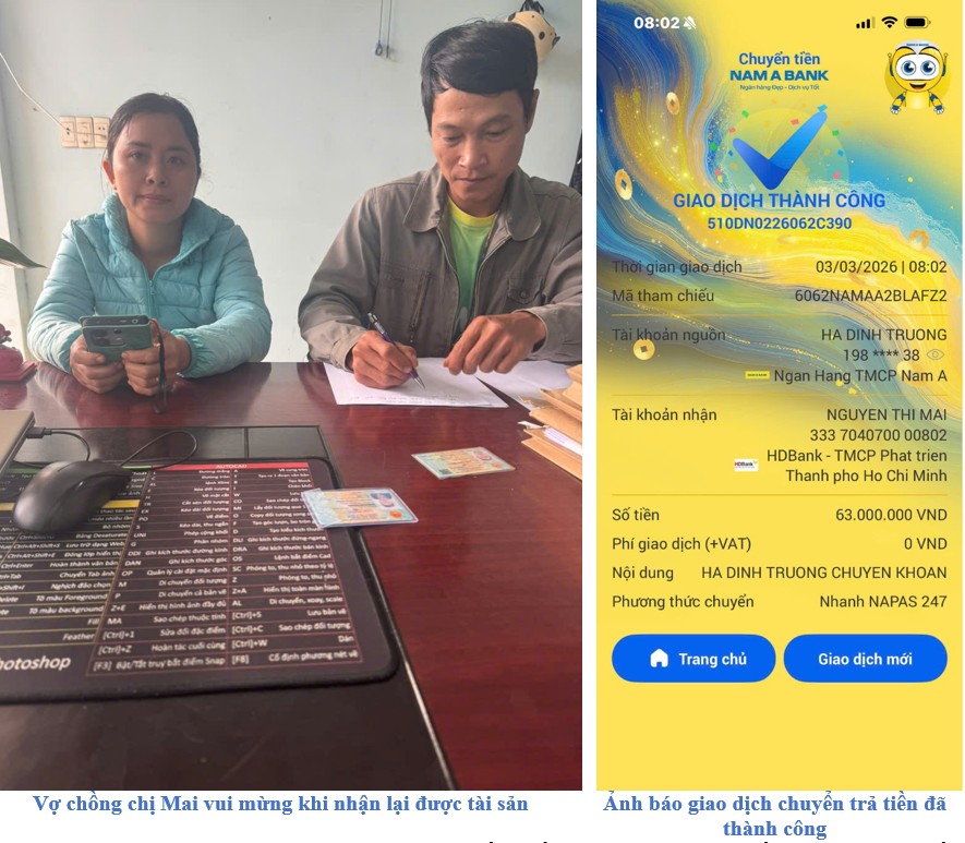 Trung tá Công an nhận 63 triệu đồng chuyển khoản vào tài khoản cá nhân: Chưa đầy 1 giờ, ngân hàng làm việc với 2 chủ tài khoản - Ảnh 1.