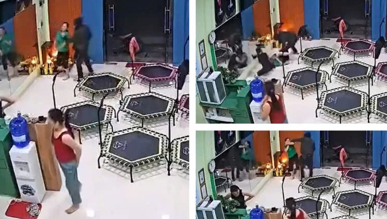 VIDEO: Người đàn ông bịt mặt xông vào phòng tập thể dục cướp dây chuyền  - Ảnh 1.