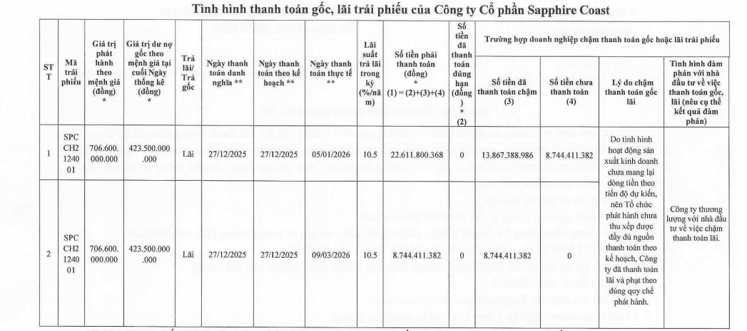 Chủ đầu tư dự án Sapphire Coast thanh toán lãi trái phiếu - Ảnh 1.