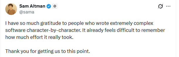 Giữa lúc hàng nghìn lập trình viên đang bị mất việc, Sam Altman đăng dòng tweet: "Cảm ơn các bạn vì tất cả"- Ảnh 1.
