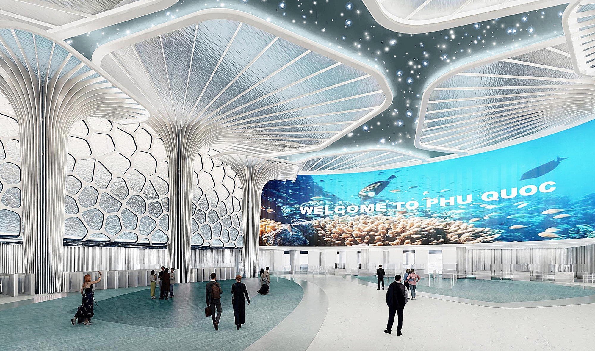 Cận cảnh lắp dựng kết cấu thép mái nhà ga mới sân bay Phú Quốc - Ảnh 8.