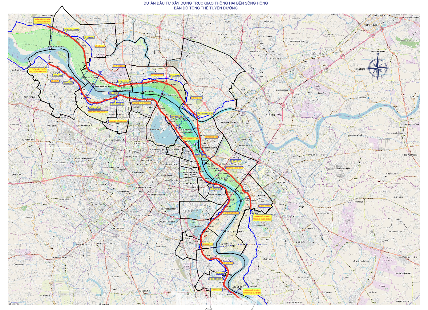 Chi tiết hướng tuyến của Trục đại lộ cảnh quan sông Hồng đi qua các phường nội đô Hà Nội- Ảnh 1.