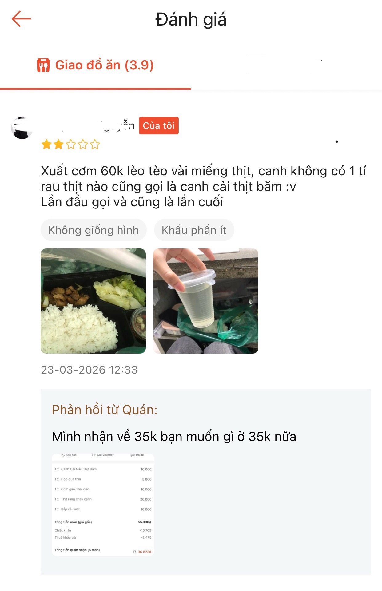 Tranh cãi suất cơm 60k nhận về vài miếng vụn, chủ quán đáp trả: "Mình nhận lại 35k thì bạn muốn gì ở 35k?"- Ảnh 2.