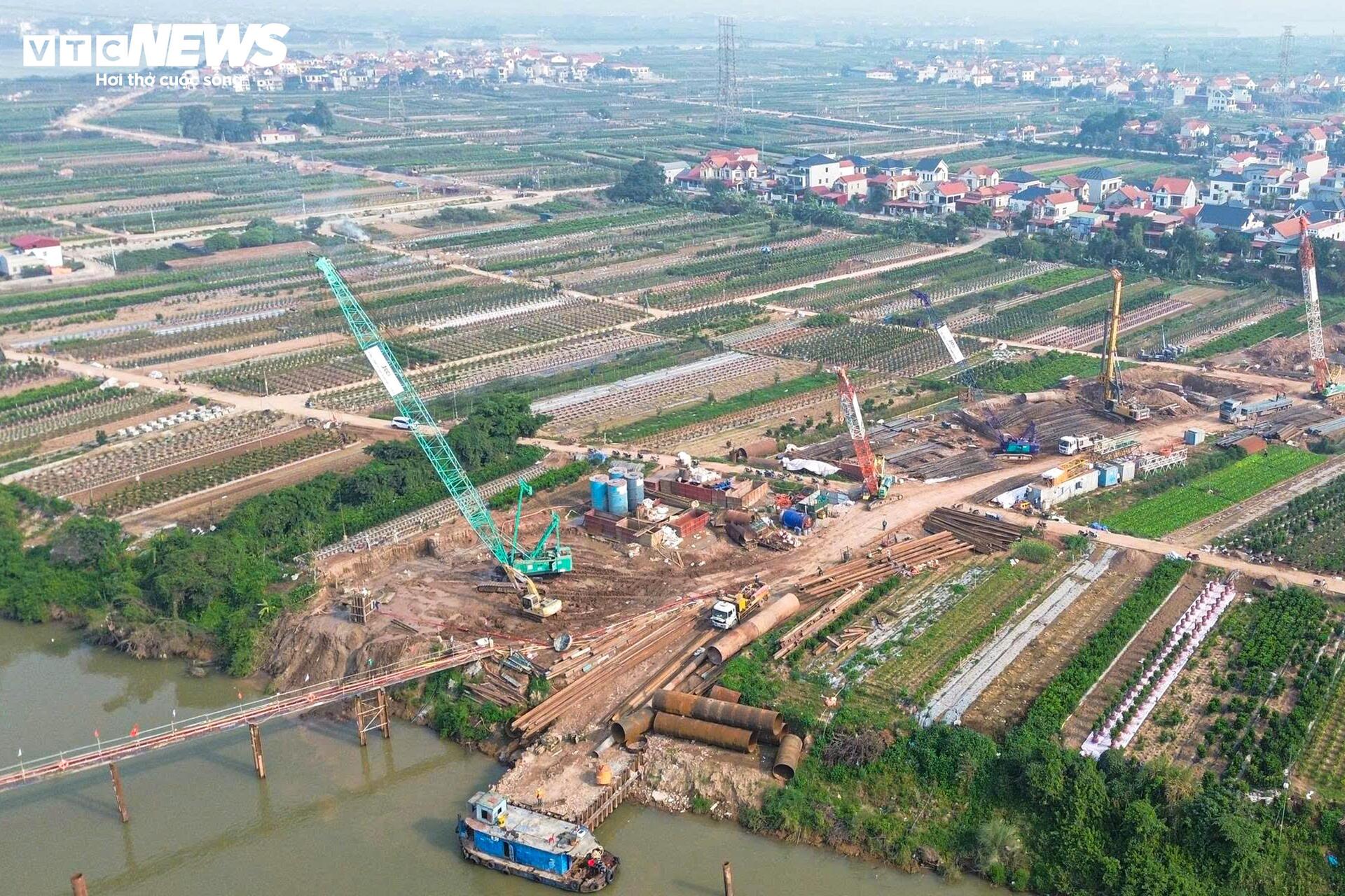 Cầu 4.900 tỷ vượt sông Hồng nối Hà Nội - Hưng Yên đang được thi công ra sao?- Ảnh 3.