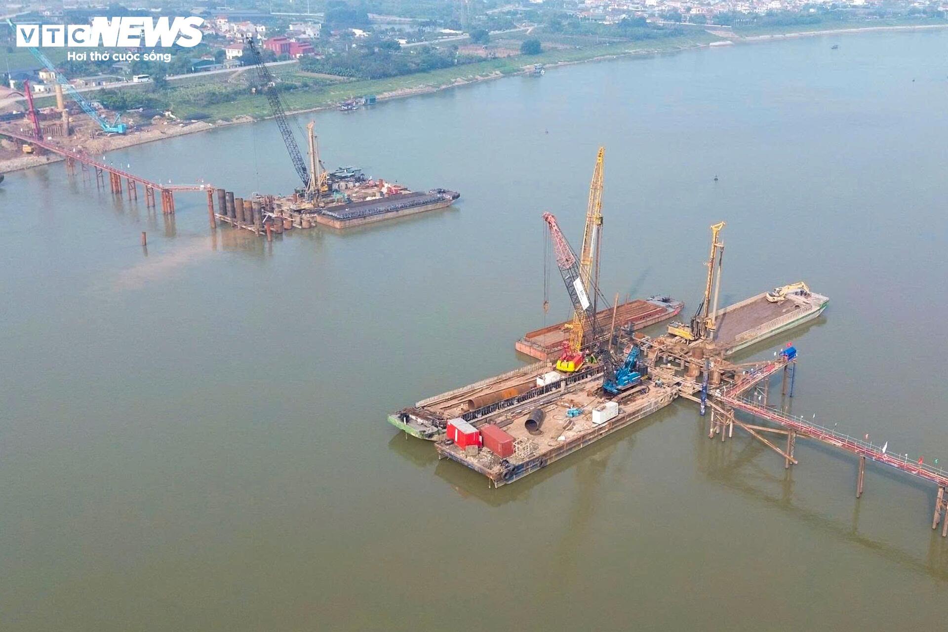 Cầu 4.900 tỷ vượt sông Hồng nối Hà Nội - Hưng Yên đang được thi công ra sao?- Ảnh 5.