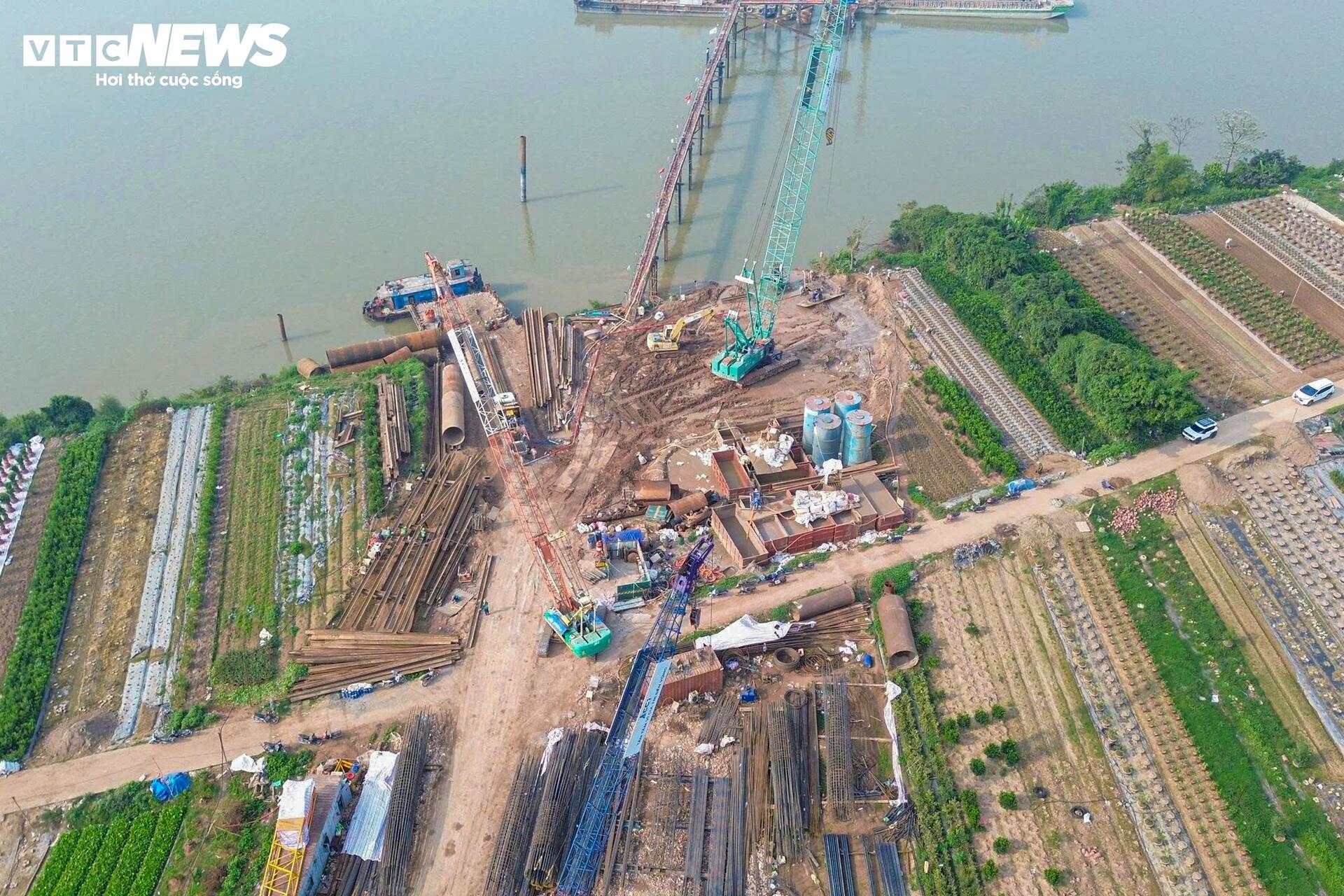 Cầu 4.900 tỷ vượt sông Hồng nối Hà Nội - Hưng Yên đang được thi công ra sao?- Ảnh 6.
