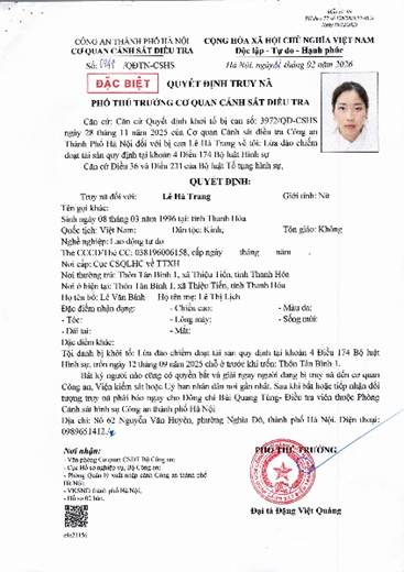 Công an Hà Nội phát thông báo quan trọng về Lê Hà Trang sinh năm 1996 - Ảnh 5.