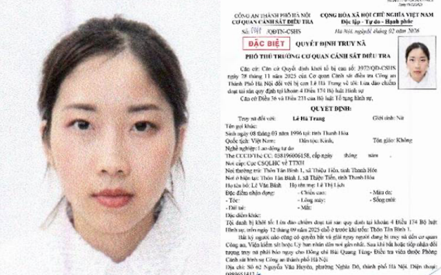Truy nã đặc biệt Lê Hà Trang SN 1996- Ảnh 1.