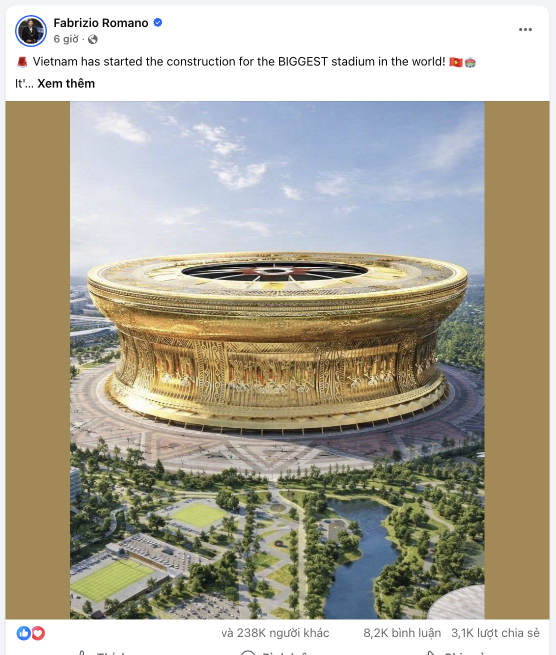 Truyền thông quốc tế ngỡ ngàng vì sân Trống Đồng lớn nhất thế giới tại Việt Nam, sức chưa gấp đôi Old Trafford- Ảnh 2.