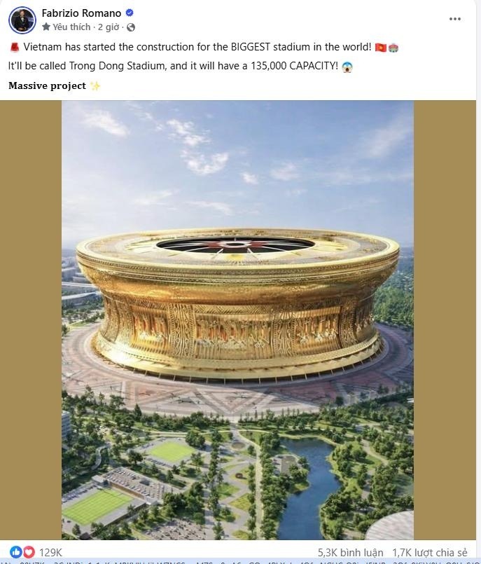 Báo quốc tế: Việt Nam xây sân vận động 135.000 chỗ ngồi lớn nhất thế giới, vượt nhiều "siêu sân" toàn cầu - Ảnh 1.
