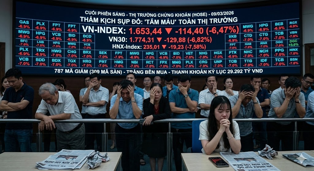 Thị trường chứng khoán 9/3: Hơn 300 cổ phiếu giảm sàn, nhà đầu tư cần làm gì? - Ảnh 1.