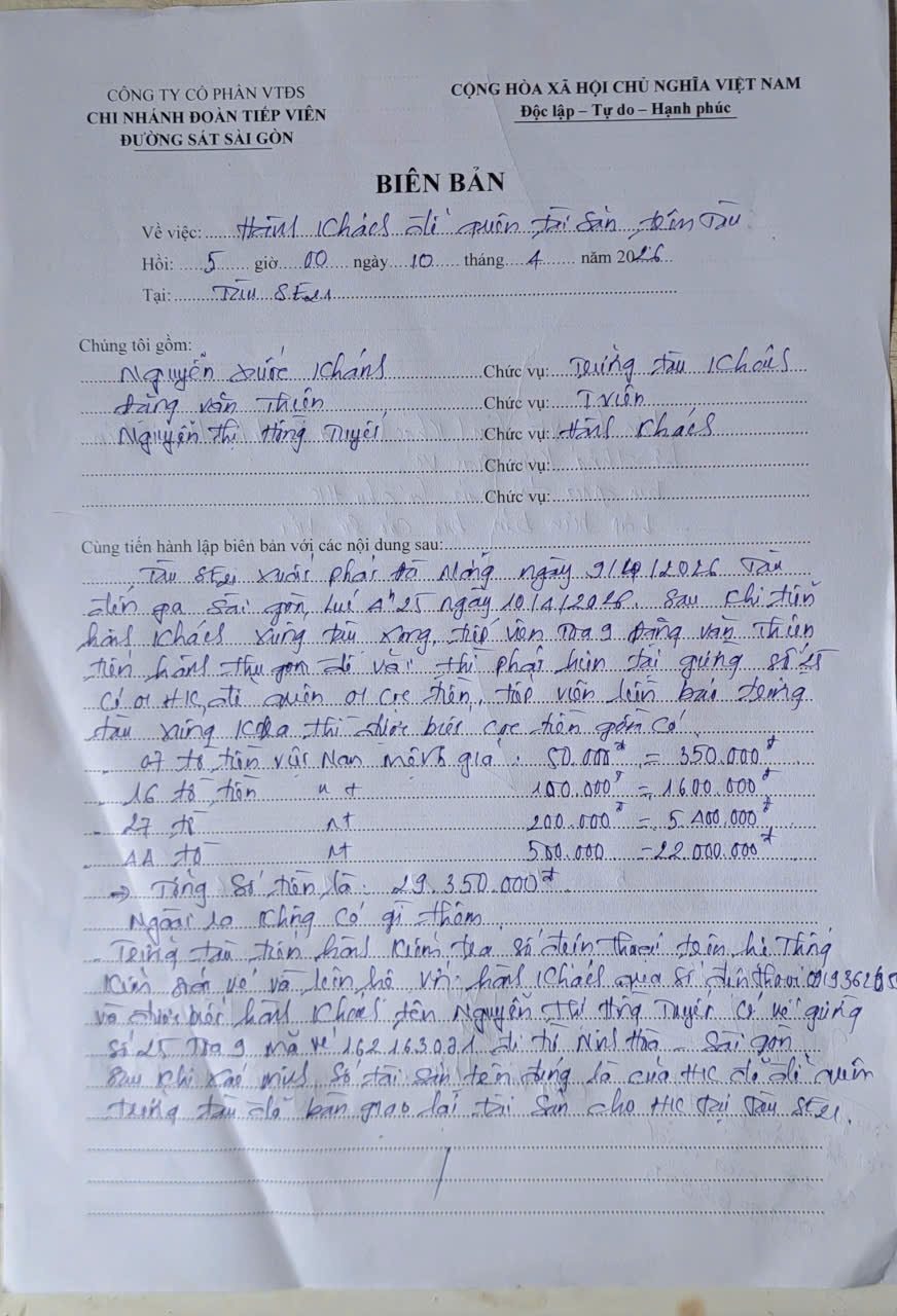 Phát hiện 94 tờ tiền có mệnh giá từ 50.000 - 500.000 đồng  trên chuyến tàu Đà Nẵng - TP.HCM - Ảnh 2.