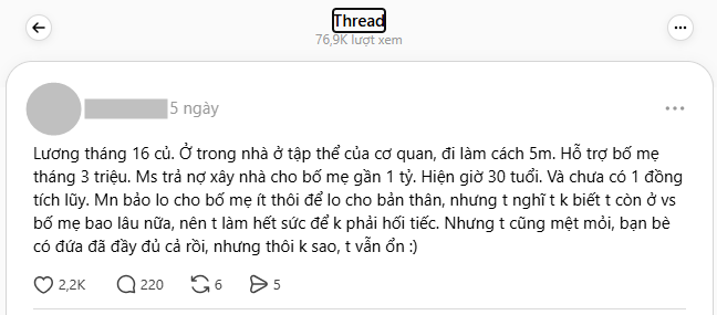 Ở nhà tập thể cơ quan, trả nợ gần 1 tỷ xây nhà cho bố mẹ, 30 tuổi trắng tay, dân mạng: "Rồi có được thừa kế không?"- Ảnh 1.