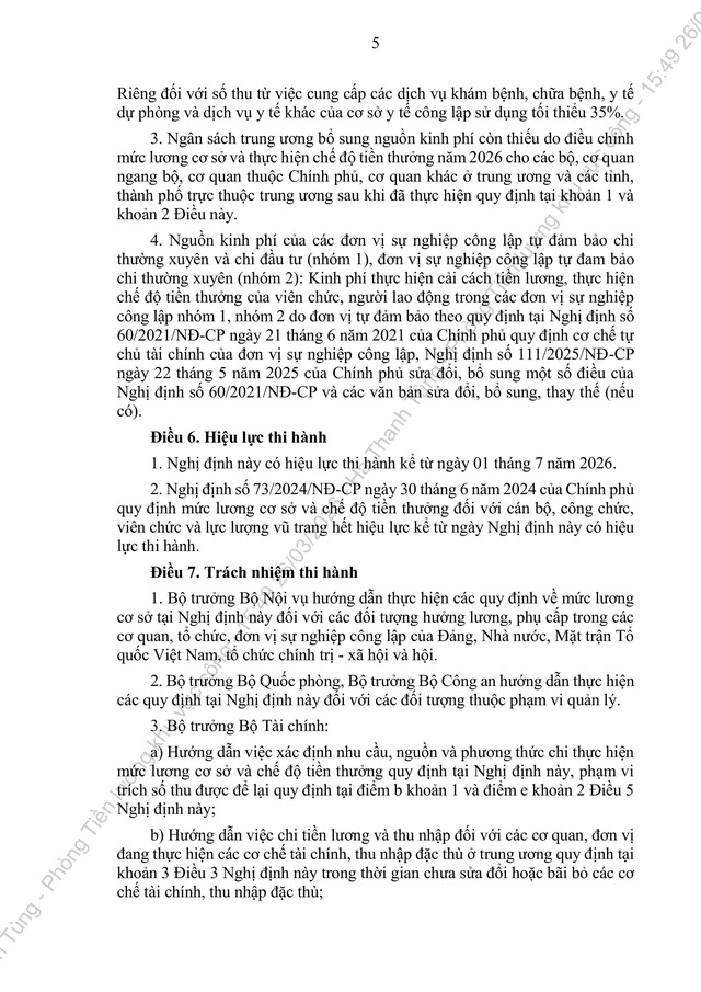TOÀN VĂN: Dự thảo Nghị định quy định mức lương cơ sở, chế độ tiền thưởng đối với cán bộ, công chức, viên chức và lực lượng vũ trang- Ảnh 5.