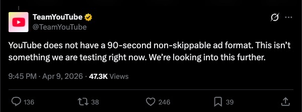 Người dùng "tố" bị ép xem quảng cáo 90 giây không thể bỏ qua, YouTube nói gì?- Ảnh 2.