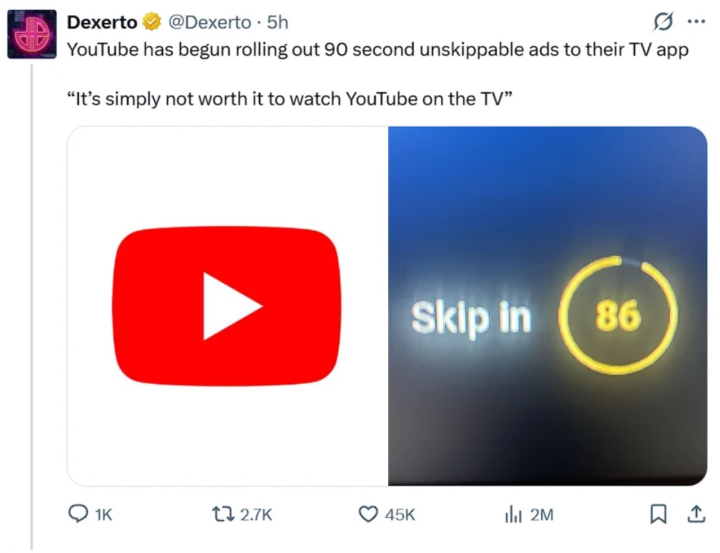 Người dùng "tố" bị ép xem quảng cáo 90 giây không thể bỏ qua, YouTube nói gì?- Ảnh 1.