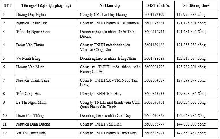 Cơ quan Thuế thông báo: 12 người có tên sau đây bị tạm hoãn xuất cảnh- Ảnh 1.