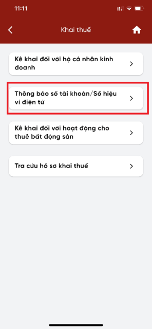 Hướng dẫn hộ kinh doanh thông báo số tài khoản ngân hàng/số hiệu ví điện tử trên ứng dụng Etax Mobile- Ảnh 5.