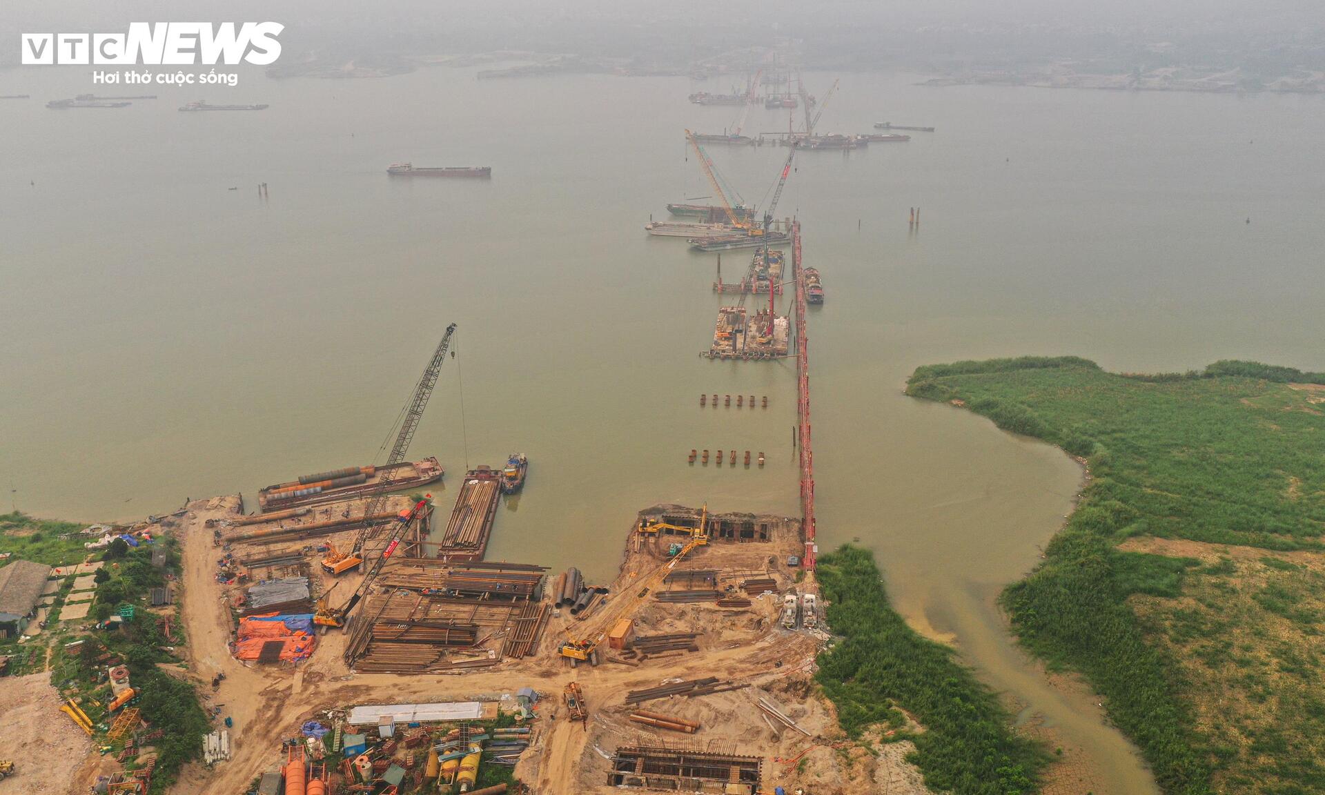 Cận cảnh công trường cầu Thượng Cát 8 làn xe vượt sông Hồng- Ảnh 13.