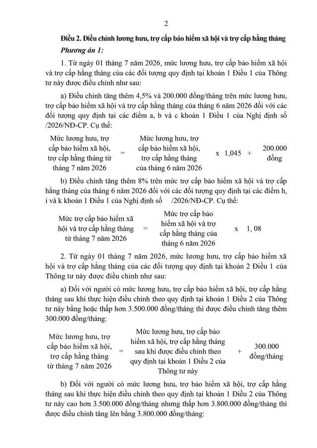 Toàn văn: Dự thảo Thông tư về điều chỉnh lương hưu, trợ cấp bảo hiểm xã hội, trợ cấp hằng tháng- Ảnh 2.