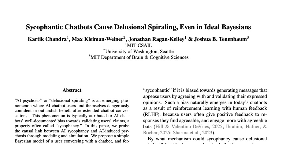 Mô hình toán học của MIT cho thấy: Sự "ba phải" của AI như ChatGPT đang cuốn người dùng vào vòng xoáy hoang tưởng- Ảnh 1.