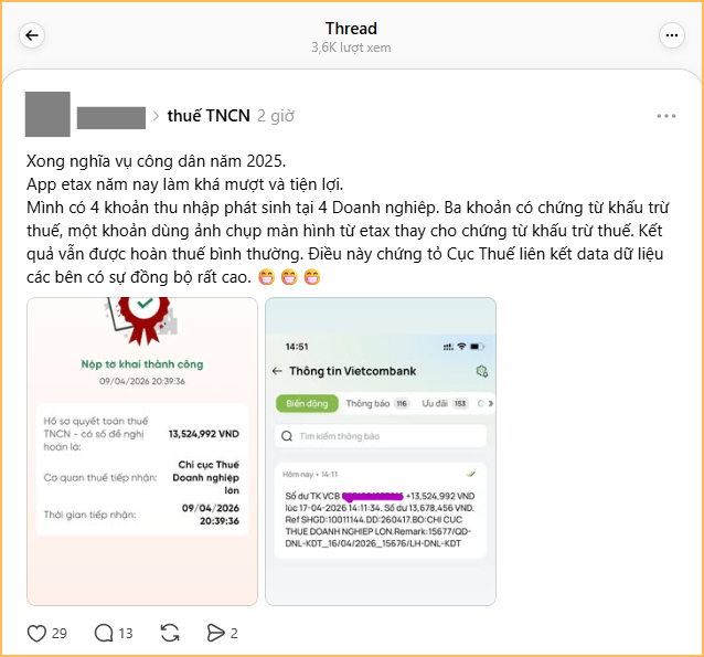 Dùng eTax Mobile “tiết kiệm” được 2 triệu, tiền hoàn thuế TNCN "ting ting" về tài khoản ngay trong ngày- Ảnh 5.