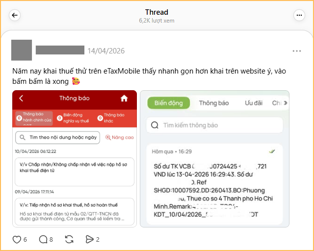 Dùng eTax Mobile “tiết kiệm” được 2 triệu, tiền hoàn thuế TNCN "ting ting" về tài khoản ngay trong ngày- Ảnh 3.