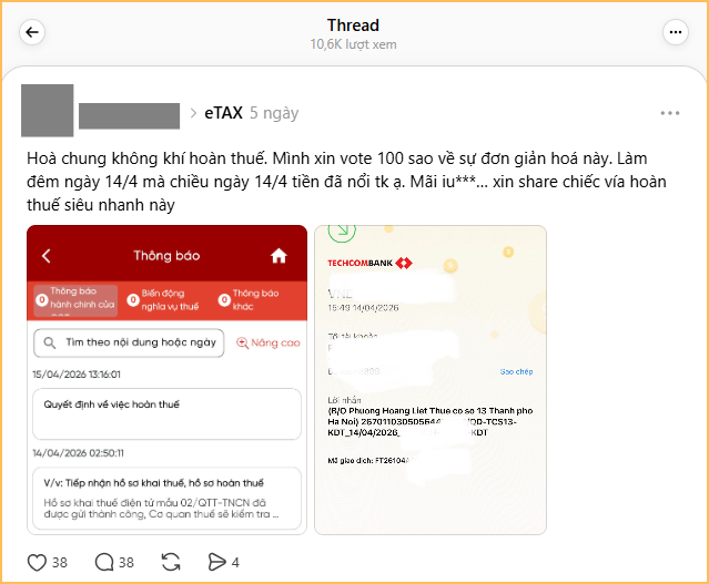 Dùng eTax Mobile “tiết kiệm” được 2 triệu, tiền hoàn thuế TNCN "ting ting" về tài khoản ngay trong ngày- Ảnh 4.