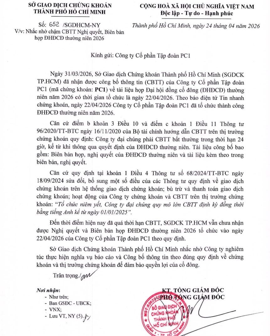 Cổ phiếu sập sàn 2 phiên liên tiếp, PC1 bị nhắc nhở do chậm công bố thông tin- Ảnh 1.