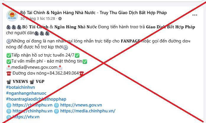 Xuất hiện trang Facebook mạo danh Bộ Tài chính nhằm lừa đảo chiếm đoạt tài sản - Ảnh 1.