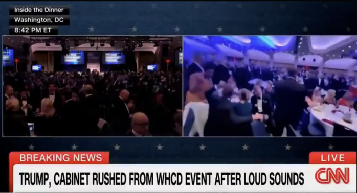 Nóng: Nổ súng tại tiệc dành cho phóng viên Nhà Trắng, ông Donald Trump sơ tán gấp- Ảnh 1.