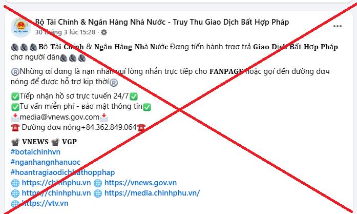 Cảnh báo trang facebook giả mạo Bộ Tài Chính hỗ trợ lấy lại tiền bị lừa- Ảnh 1.