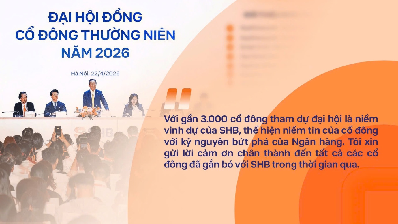 Những câu nói ấn tượng của Chủ tịch HĐQT SHB Đỗ Quang Hiển tại ĐHĐCĐ 2026 - Ảnh 1.